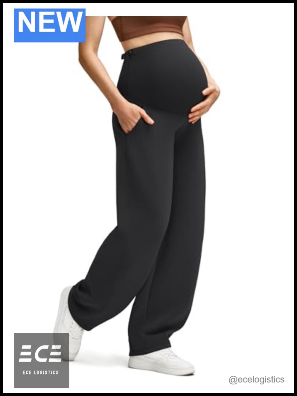 Maternity Sweatpants Adjustable Waist Modal Wide Leg Pull On Casual Lounge